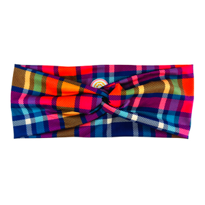 Twist Headband - Rainbow Plaid